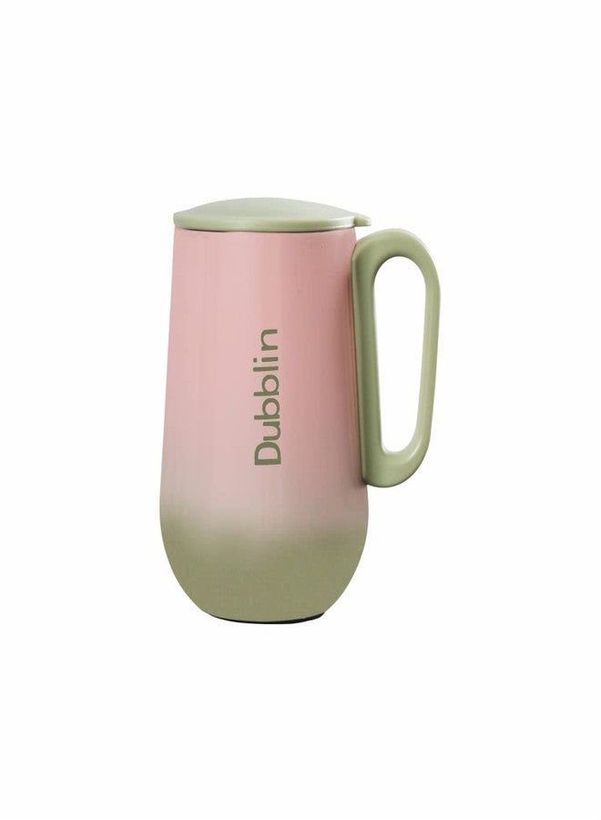 DUBBLIN Rugby Stainless Steel Unbreakable Tea Coffee Mug Double Wall with Handle and Lid, Wide Mouth Mug Keeps Beverages Hot & Cold 270 ML Green - Image 1